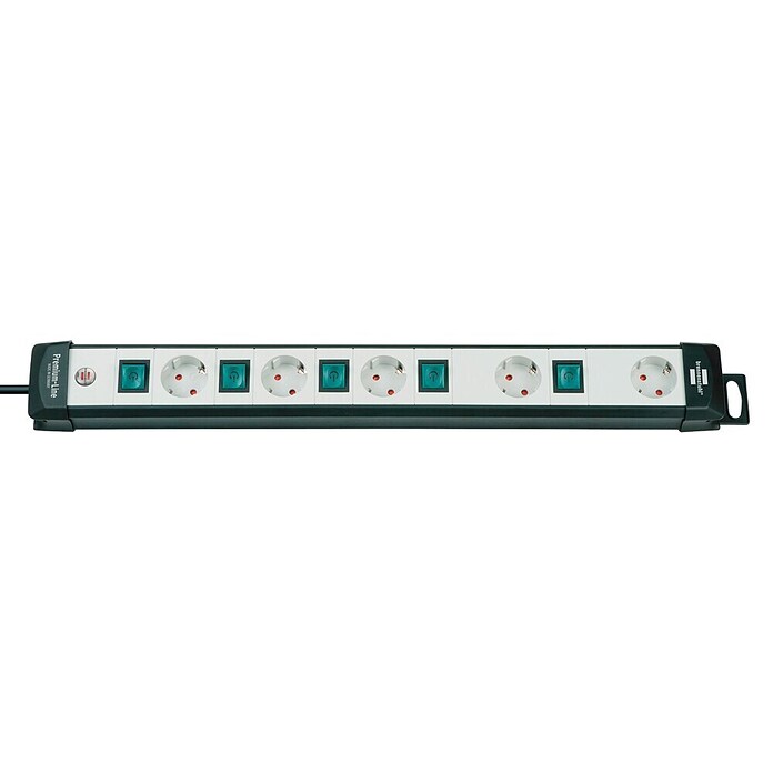 Brennenstuhl Premium-Line Steckdosenleiste (Anzahl Steckdosen Schuko: 5, Schwarz/Grau, Kabellänge: 3 m, Max. Anschlussleistung: 3.680)