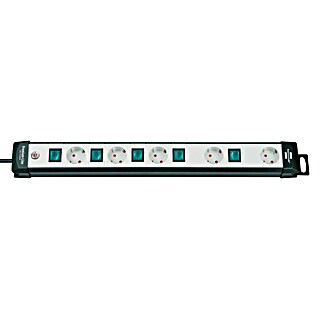 Brennenstuhl Premium-Line Steckdosenleiste (Anzahl Steckdosen Schuko: 5 Stk., Schwarz/Grau, Kabellänge: 3 m, IP20, Mit Schalter)