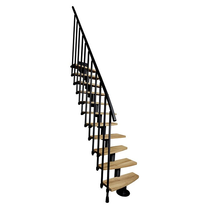 Atrium Raumspartreppe Mini Plus Vertical (Farbton Metall: RAL 9005, Breite: 60 cm, Eiche, Geschosshöhe: 222 cm - 300 cm) | BAUHAUS