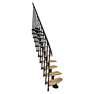 Atrium Raumspartreppe Mini Plus Vertical (Farbton Metall: RAL 9005, Breite: 60 cm, Eiche, Geschosshöhe: 222 cm - 300 cm)