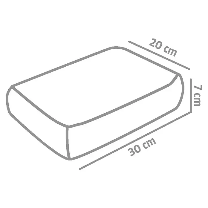 EHL Mauerstein Times Antik M - 30 x 20 x 7 cm, Grau/Anthrazit, Beton - Eine schematische Darstellung eines rechteckigen Kissens mit abgerundeten Ecken und den Maßen 30 x 20 x 7 cm.