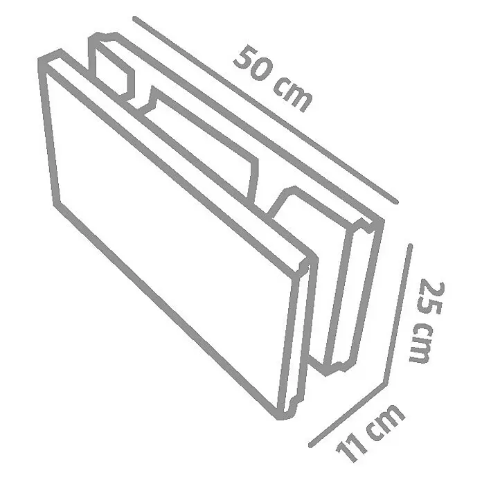 EHL Schalungsstein - 50 x 11 x 25 cm - Hohler Baustein mit Abmessungen 50x25x11 cm.