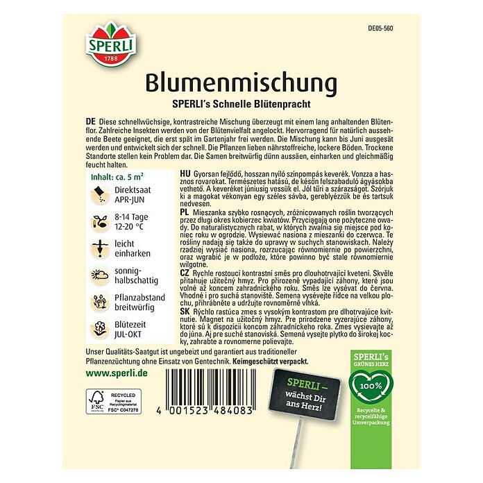 Sperli Blumensamenmischung Blumen-Mischung (Mischung, Mehrfarbig, 5 m²) | BAUHAUS