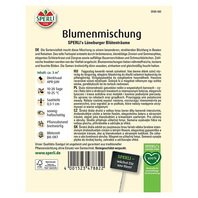 Sperli Blumensamenmischung Lüneburger Blütenträume (Wuchshöhe 60 bis 80 cm) | BAUHAUS