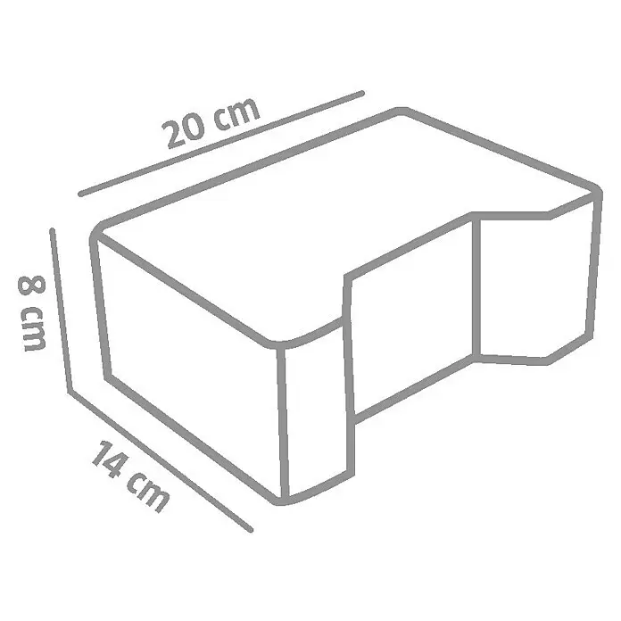 EHL Pflasterstein Doppel-T - Grau, 14 x 20 x 8 cm, Anfangsstein - Strichzeichnung eines L-förmigen Blocks mit den Maßen 20x14x8 cm.
