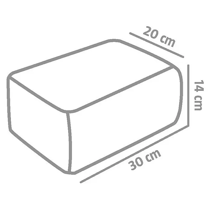 EHL Mauerstein Times Antik XL - 30 x 20 x 14 cm, Grau/Anthrazit, Beton - Graue Skizze eines rechteckigen Blocks mit abgerundeten Ecken, Maße 30x20x14 cm.