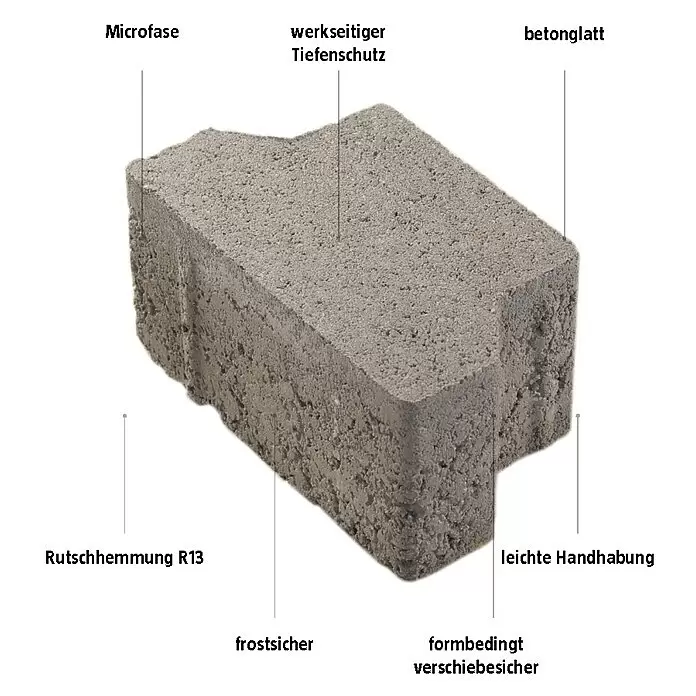 EHL Pflasterstein Doppel-TGrau, 16,5 x 10 x 8 cm, Randstein