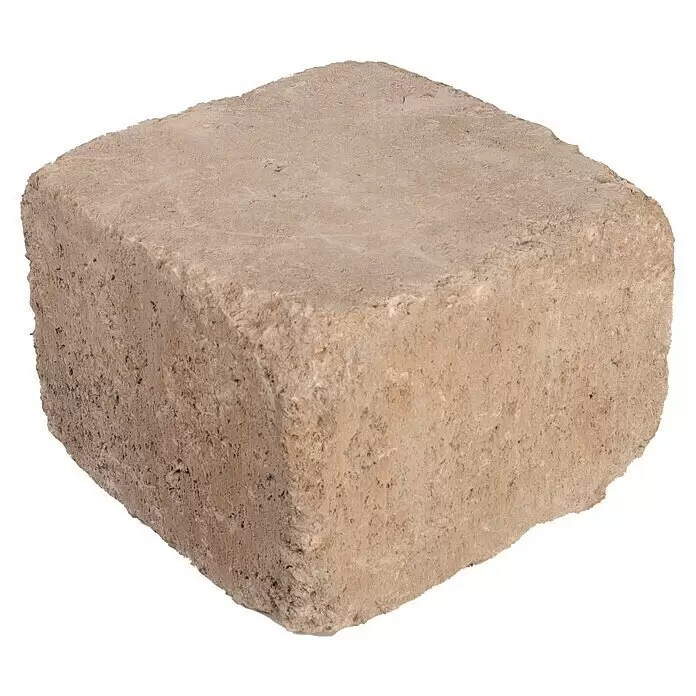 EHL Mauerstein Times Antik L - 20 x 20 x 14 cm, Muschelkalk, Beton - Heller, rauer Betonpflasterstein in Braun.