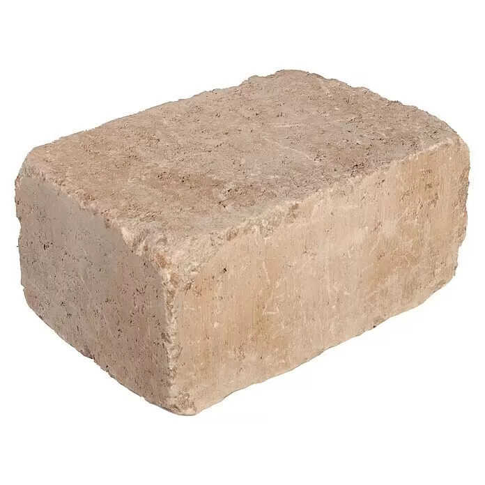 Mauerstein Times Antik Light - 24 x 14 x 12 cm, Sandstein, Beton - Ein einzelner hellbrauner, rechteckiger Betonziegel mit rauer Textur.
