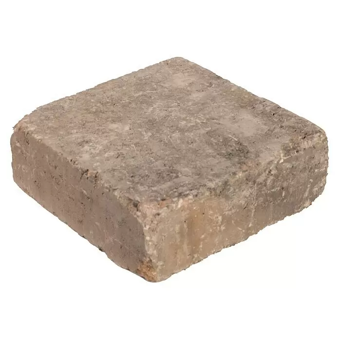 EHL Mauerstein Times Antik S - 20 x 20 x 7 cm, Muschelkalk, Beton - Raue, texturierte rotbrauner Pflasterstein mit unregelmäßigen Kanten.