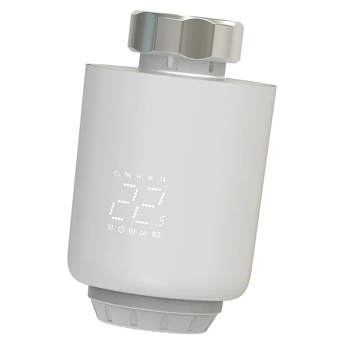 Thermostatkopf - Weiß, Manuell - Intelligenter Heizkörperthermostat zur Temperaturregelung mit digitaler Anzeige.
