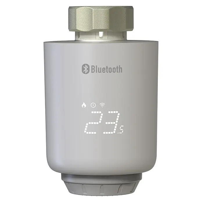Thermostatkopf - Weiß, Digital - Intelligenter Heizkörperthermostat mit Bluetooth-Funktion und digitaler Temperaturanzeige für komfortables Heizen.
