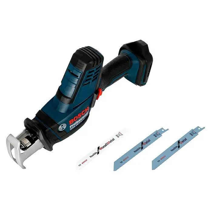 Bosch Professional AMPShare 18V Sierra de sable de batería GSA 18 V-LI C - 18 V, Sin batería, 3.050 /min, Maleta - La sierra de sable inalámbrica Bosch GSA 18 V-LI con tres hojas de sierra para madera y metal, una herramienta versátil.
