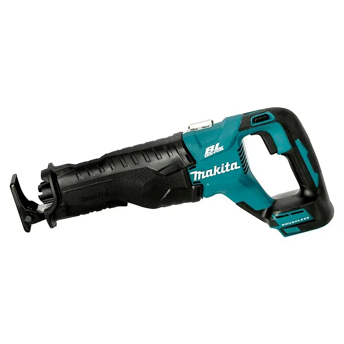 Makita LXT 18V Akku-Säbelsäge DJR187ZK - 18 V, Ohne Akku, Leerlaufhubzahl: 0 /min - 2.400 /min - Akkubetriebene Makita Säbelsäge mit bürstenlosem Motor, ergonomischem Griff und schwarzem/türkisfarbenem Gehäuse für präzise Schnitte.