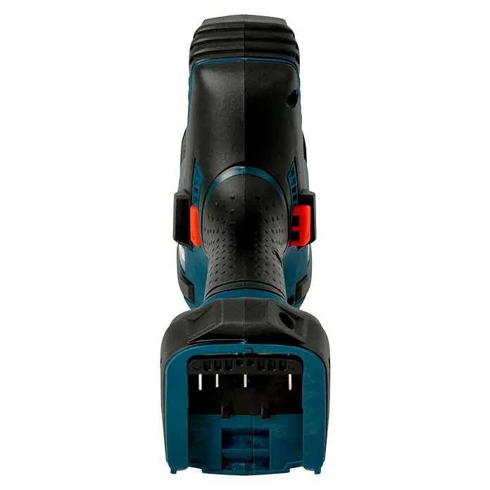 Bosch Professional AMPShare 18V Akku-Säbelsäge GSA 18 V-LI C L-Boxx - 18 V, Ohne Akku, 3.050 /min, Koffer - Aufsicht auf einen Akku-Bohrschrauber mit blau-schwarzem Gehäuse und Akkuaufnahme. Kompakt, leistungsstark & robust.