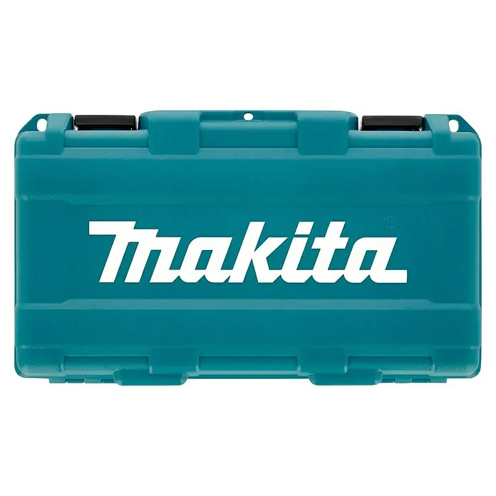 Makita LXT 18V Akku-Säbelsäge DJR187ZK - 18 V, Ohne Akku, Leerlaufhubzahl: 0 /min - 2.400 /min - Blaue Makita Werkzeugbox mit weißem Makita-Logo, ideal zum Aufbewahren und Transportieren von Werkzeugen.