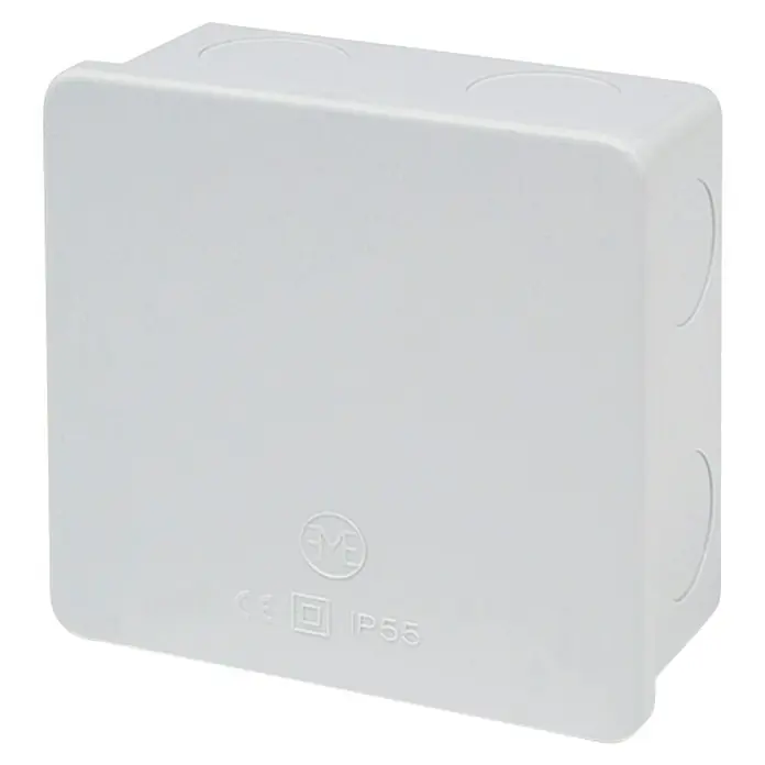 Famatel Caja de superficie - L x An x Al: 10 x 10 x 4,5 cm - Caja de conexiones blanca con protección IP55, ideal para instalaciones eléctricas en interiores y exteriores.