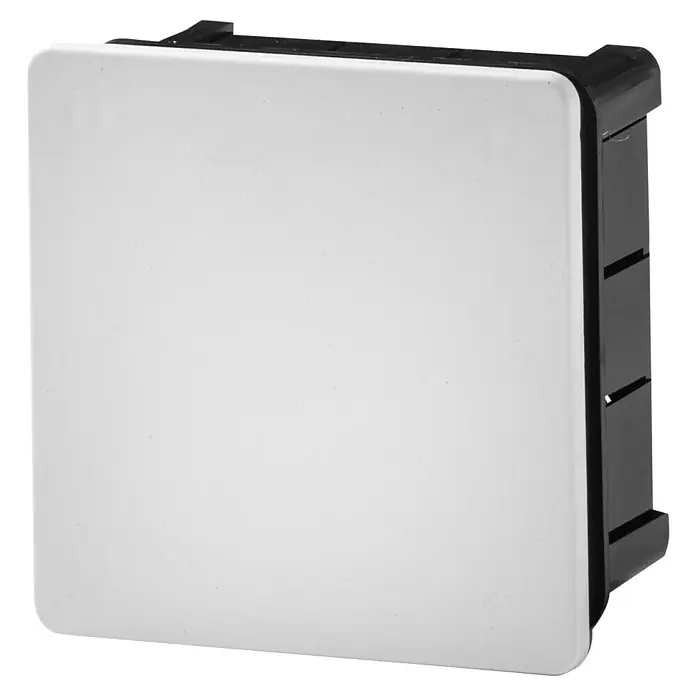 Famatel Caja de empotrar con garra - Con tapa, Blanco, L x An x Al: 10 x 10 x 4,5 cm - Un pulsador cuadrado blanco con marco negro. Ideal para soluciones de control modernas.