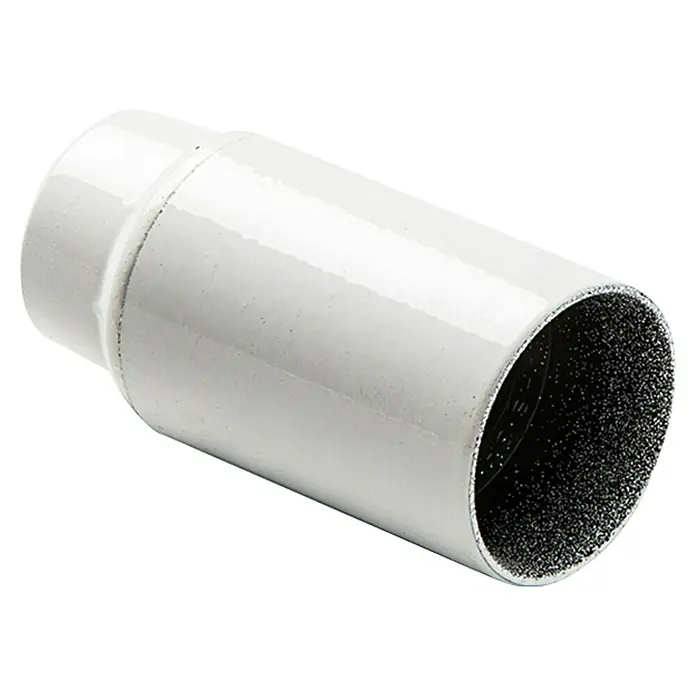 Famatel Casquillo para lámparas 461 - E14, Plástico, Blanco - Imagen de un taladro de corona de diamante cilíndrico blanco brillante, diseñado para perforar con precisión materiales duros.