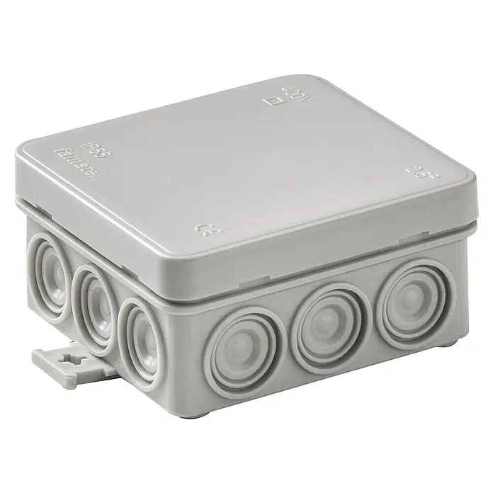 Famatel Caja de superficie mini 85 x 85 mm - Blanco, L x An x Al: 8,5 x 8,5 x 3,9 cm, Empotrado - Caja de conexiones de plástico gris, ideal para instalaciones y conexiones eléctricas, apta para uso interior y exterior.