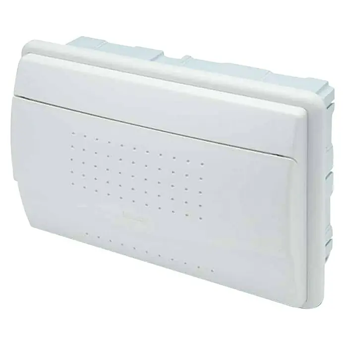 Famatel Cuadro eléctrico empotrado Nuova - Número de hileras: 1 ud., 30,5 x 10 cm, Blanco, Número de módulos: 12 ud. - Puerto de pared blanco con orificios finos para ventilación o transmisión de sonido.