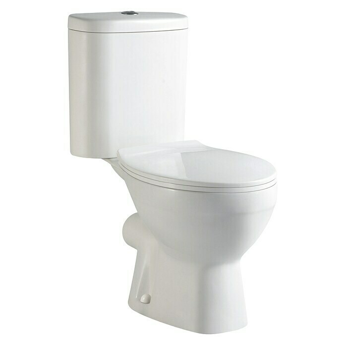 Sanotechnik Stand-WC-Set (Mit WC-Sitz, Stand-WC, Waagerecht, Weiß)