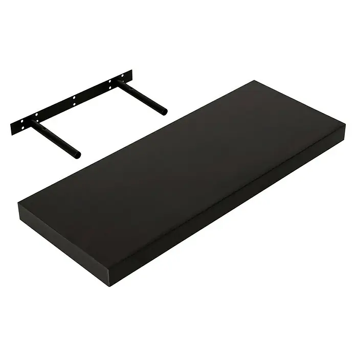 Regalux Estante flotante - L x An x Al: 23,5 x 60 x 3,8 cm, Negro, Carga soportada: 12 kg - Estante flotante negro con soporte para montaje en pared, ideal para exhibir objetos decorativos o libros.