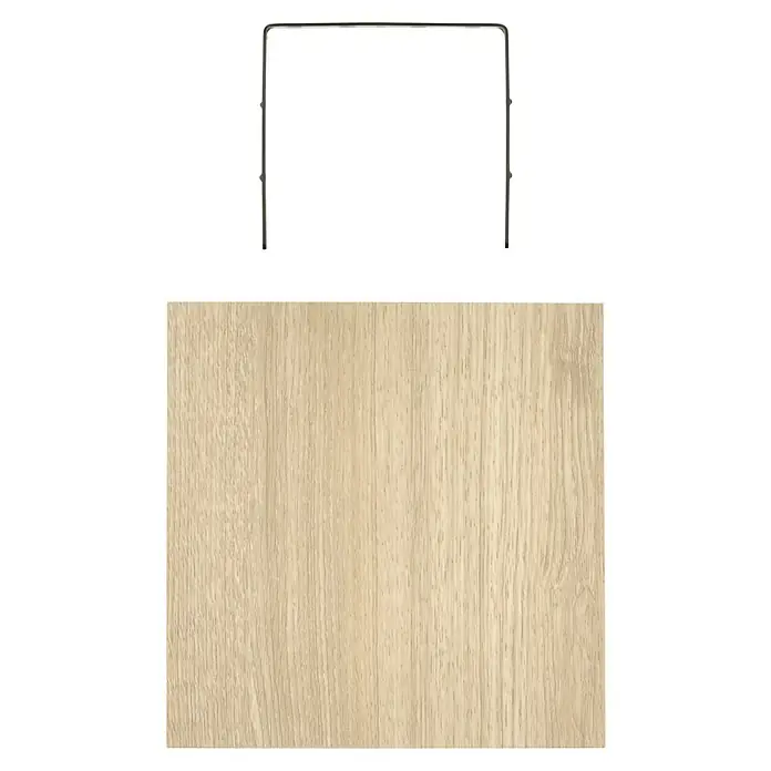 Regalux Estante flotante - L x An x Al: 23,5 x 24 x 3,8 cm, Roble, Carga soportada: 5 kg - La imagen muestra una estantería de madera clara y moderna con un marco de metal plateado elegante para una elegancia minimalista.