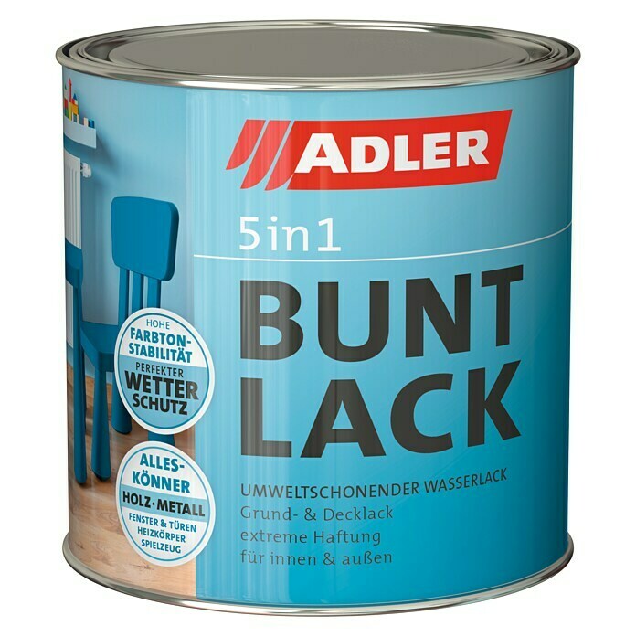 Adler Buntlack 5 in 1  (Enzianblau, 750 ml, Matt)