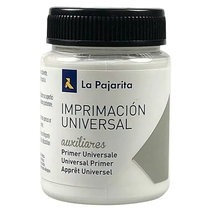 La Pajarita Imprimación universal - Blanco, 75 ml, Mate - Bote de imprimación universal La Pajarita. Auxiliares, Primer Universale, Universal Primer, Apprêt Universel, un producto versátil para diversas aplicaciones.