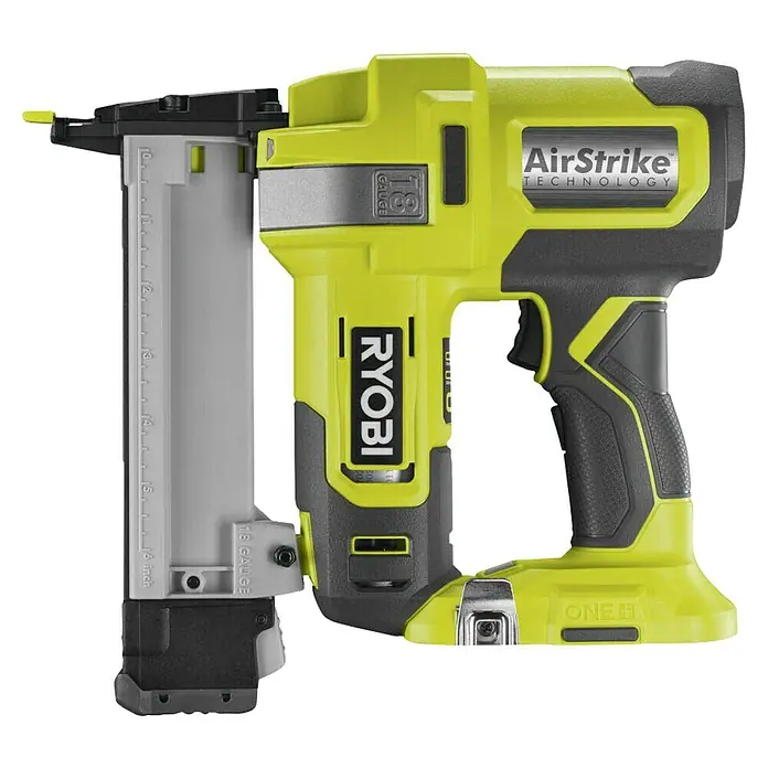 Ryobi ONE+ Maschinenpaket - Akku-Tacker R18GS18-0 + gratis Starter-Kit - Akkubetriebener Ryobi AirStrike Nagler, ideal für präzise Arbeiten. Das kabellose Design bietet Flexibilität und Komfort bei jedem Projekt.