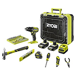 Ryobi ONE+ Taladro atornillador percutor de batería RPD18‐2C20TAH + accesorios (18 V, 2 baterías, 2 Ah, 52 Nm)