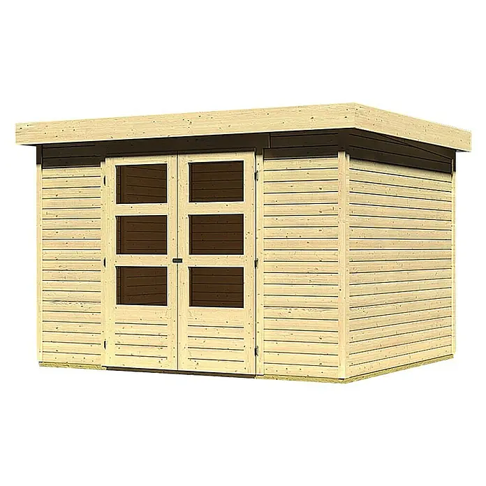 Karibu Gartenhaus Askola - Außenmaß inkl. Dachüberstand (B x T): 330 x 262 cm, Holz, Natur - Holzgartenhaus mit Doppeltür und modernen Fenstern. Ideal für die Aufbewahrung von Gartengeräten und -möbeln.