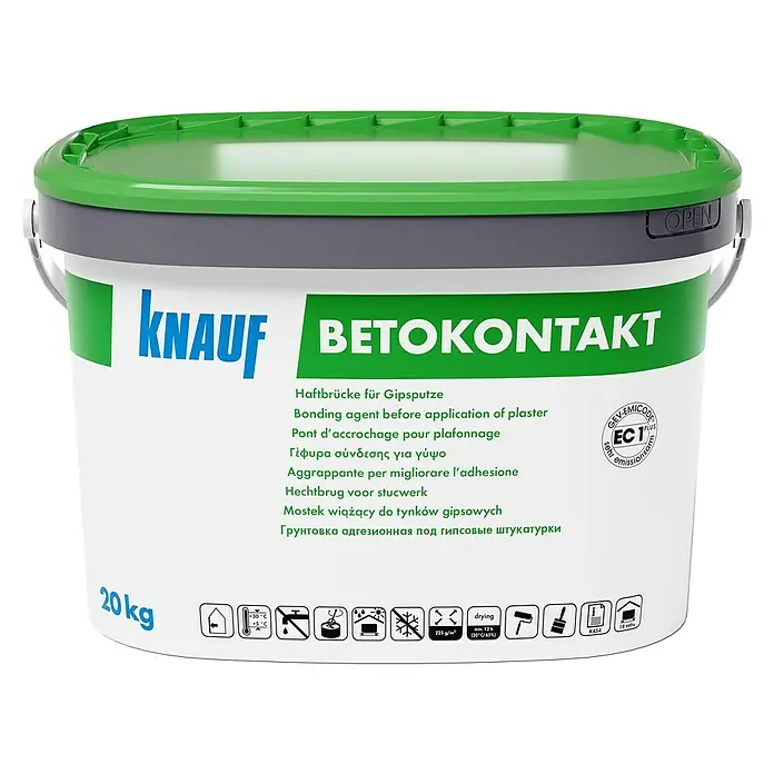 Knauf Betonkontakt - 20 kg - Knauf Betokontakt: Haftbrücke für Gipsputze und idealer Haftvermittler vor dem Verputzen. Für sichere und dauerhafte Verbindungen.