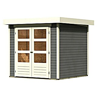 Karibu Gartenhaus Askola (Außenmaß inkl. Dachüberstand (B x T): 242 x 238 cm, Holz, Terragrau)