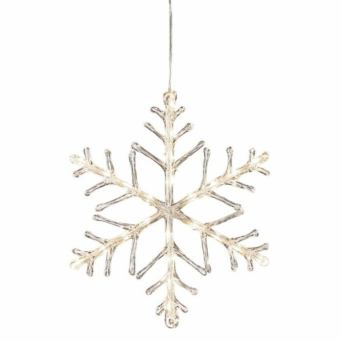 Konstsmide LED-Weihnachtsleuchte Schneeflocke (Außen, Durchmesser: 40 cm, 24-flammig, Warmweiß, Batteriebetrieben)