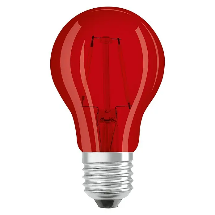 Osram Star LED-Lampe Vintage Glühlampenform E27 - E27, Nicht Dimmbar, Rot, 45 lm, 2,5 W, Farbe: Rot - Rote LED-Lampe mit silbernem Sockel, ideal für stimmungsvolle Beleuchtung und dekorative Zwecke. Energiesparend und langlebig.