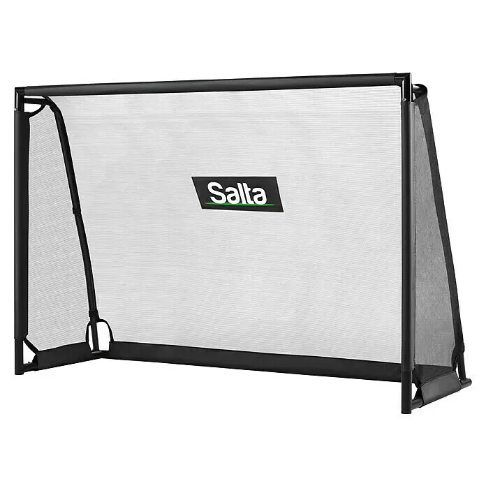 Salta Fußballtor - 300 x 90 x 200 cm, Schwarz - Fußballtor mit schwarzem Rahmen, weißem Netz und schwarzer Blende, mit Salta-Logo.