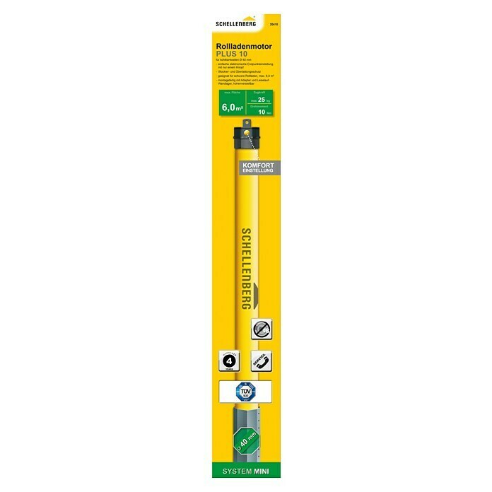 Schellenberg Motor tubular (Superficie de persiana arrollable máx.: 6 m² para persianas de plástico, Longitud de instalación: 570 mm, Fuerza de tracción: 25 kg)