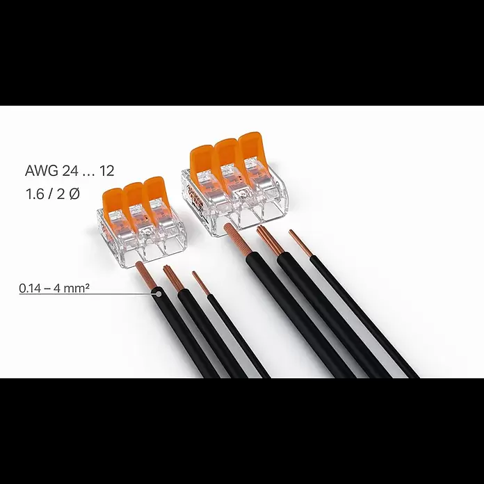 Wago Compact Hebelklemme 221-412Anzahl Leiter: 2 Stk., 0,14 mm² - 4 mm², 16 Stk. - WAGO 221 Verbindungsklemme  So verbindet man heute