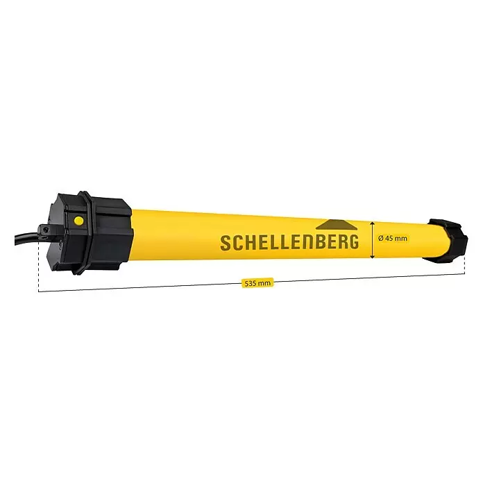 Schellenberg Rohrmotor Maxi Plus 20 - Max. Rollladenfläche: 8,5 m² bei Kunststoffrollläden, Einbaulänge: 555 mm, Zugkraft: 34 kg - Gelber und schwarzer Schellenberg Rohrmotor, ⌀ 45 mm x 535 mm, ideal für Rollläden.