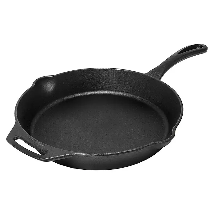 Petromax Grillpfanne - Ø x H: 30 x 4,5 cm, Gusseisen - Schwarze gusseiserne Bratpfanne mit Griff und Ausgießern, ideal zum Kochen und Braten. Robust und langlebig für den täglichen Gebrauch in der Küche.