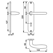 Hoppe Drückergarnitur Cardiff (Stärke Tür: 42 mm - 37 mm, Edelstahl, Buntbart, Form Schild: Oval) | BAUHAUS