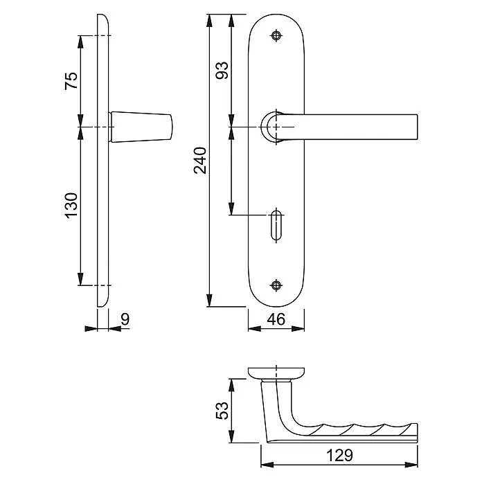 Hoppe Zimmertürgarnitur HamburgStärke Tür: 42 mm - 37 mm, Aluminium, Buntbart
