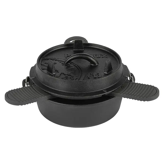 Petromax Topfuntersetzer - Silikon, Durchmesser: 26,2 cm - Schwarzer Dutch Oven aus Gusseisen, ideal zum Kochen im Freien, mit Deckel und Griff für den einfachen Gebrauch.