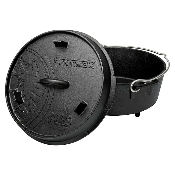 Petromax Dutch Oven - Ø x H: 31 x 18,6 cm, Gusseisen, 3,5 l, Mit Füßen - Petromax Feuertopf mit Deckel, ein robuster Kochtopf für Outdoor-Abenteuer und Lagerfeuerküche. Ideal zum Kochen über offenem Feuer.
