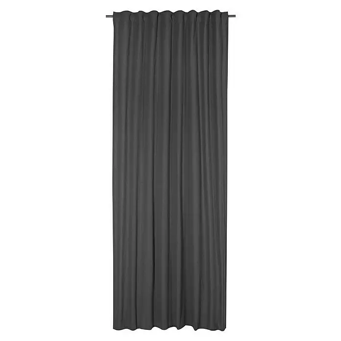 Elbersdrucke Schlaufenschal Canvas - B x H: 135 x 255 cm, 60 % Baumwolle, 40 % Polyester, Grau - Dunkelgrauer Stoffvorhang mit vertikalen Falten, an einer Stange hängend.