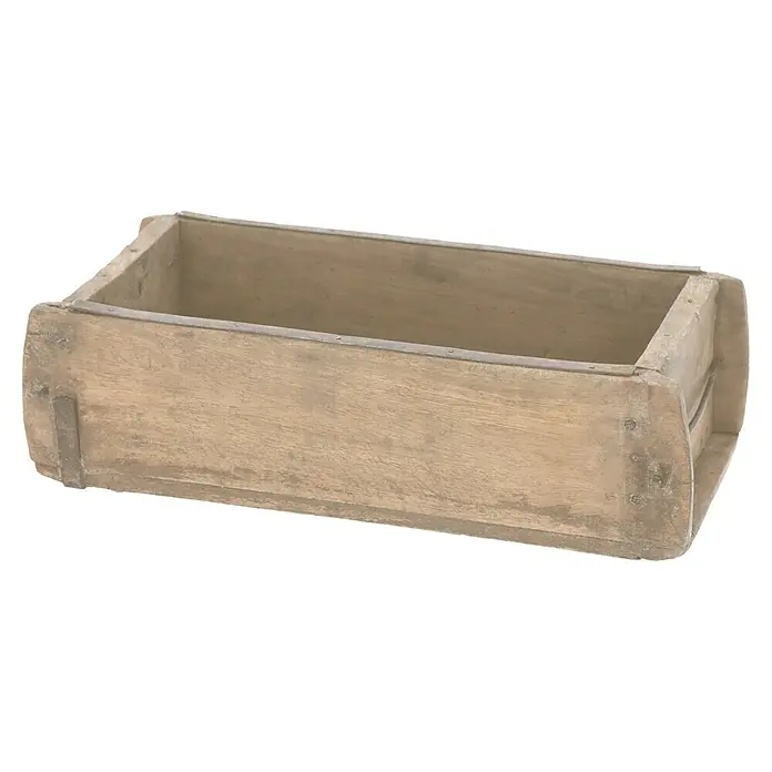 Holzkiste Ziegelform - L x B x H: 30 x 15 x 9 cm, Braun/Weiß - Holzkiste mit Metallbeschlägen, ideal zur Aufbewahrung oder als dekoratives Element. Rustikaler Charme für jeden Raum.