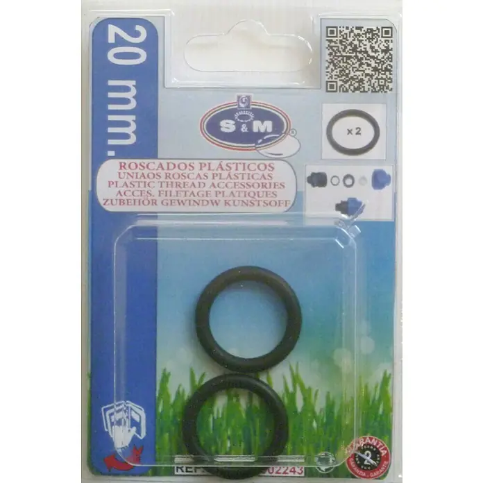 Junta tórica - Diámetro: 20 mm, 2 ud. - Paquete de accesorios de rosca de plástico S&M, incluyendo dos anillos de sellado de 20mm, adecuado para diversas aplicaciones de fontanería e instalación.