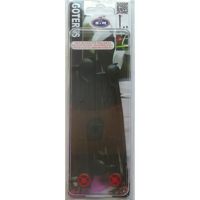 Gotero final autocompensado con estaca final - 5 ud., 2 l/h - Sistema de riego por goteo de precisión S&M, ideal para un riego localizado en el jardín o en el balcón.
